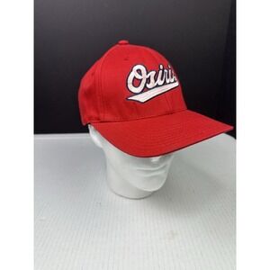 Vintage Osiris Snapback Cap Red Hat - Skate Rare Script Spell‎ out L/XL